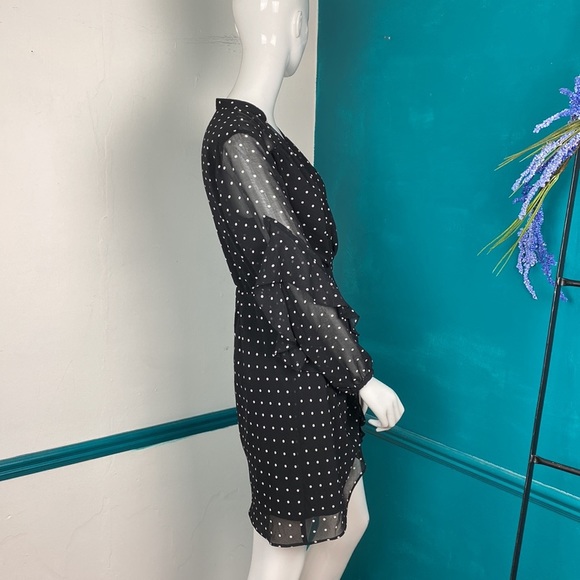 Rachel Roy polka dot dress with sheer sleeves a ruffle detail. - Picture 7 of 7